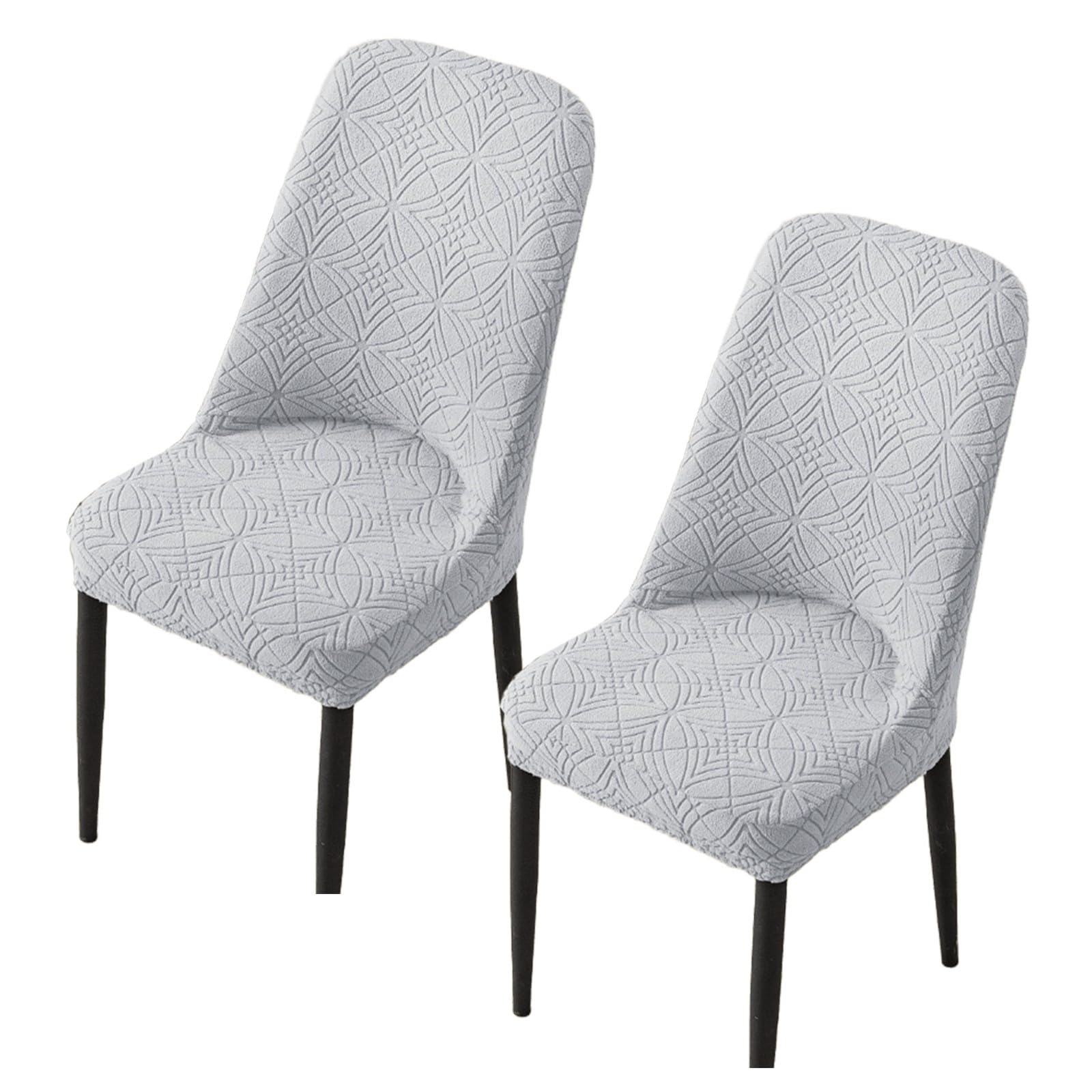 Lot de 1/2/4/6 housses de chaise de salle à manger à dos incurvé, douces, extensibles et lavables avec base élastique antidérapante pour maison, mariage et fêtes (gris Lot de 2)