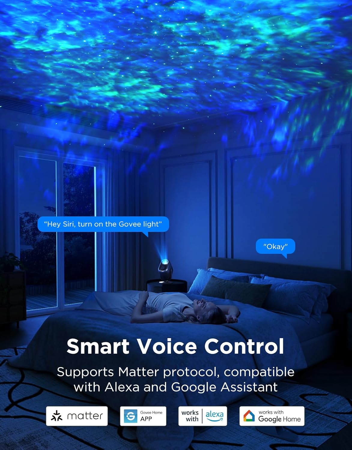 Govee Star Projector Lights, 7-Zone Colorful Nebula Effect, Work with Matter, 540ft² Coverage, LED Ceiling Night Lights for Bedroom, 50+ Scenes, 18 White Noise, Room Decor, Gifts for Kids, Sleep Lamp