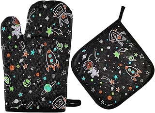 Rękawice kuchenne i uchwyty do garnków zestaw pies i robot w kosmosie rękawice kuchenne premium wodoodporne rękawice kuchenne do piekarnika, pieczenia, grilla, kuchenki mikrofalowej