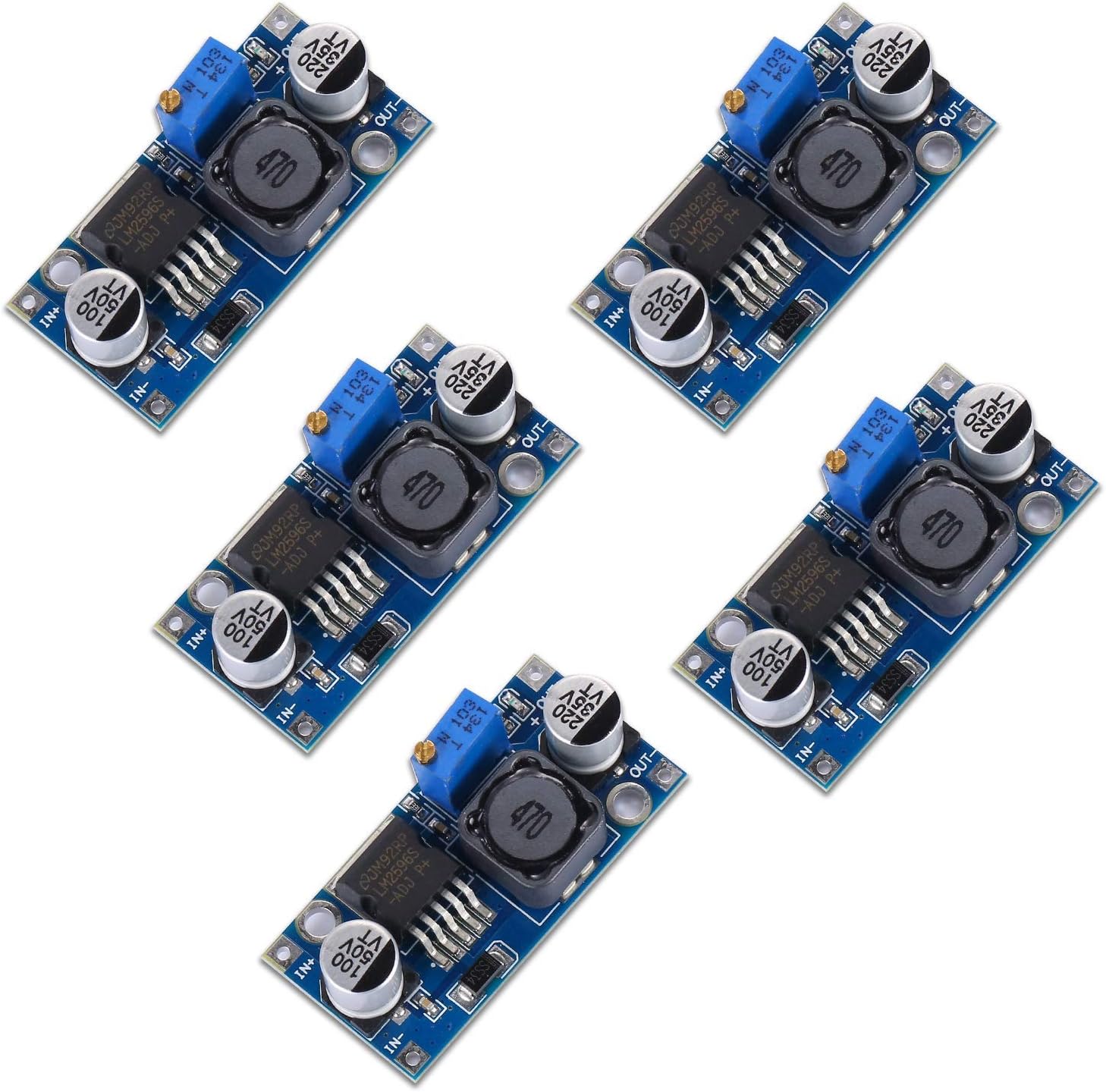 Yizhet 5 Pack Buck Converter, DC to DC, High Efficiency Voltage Regulator, 3.0-40V to 1.5-35V, Adjustable Power Supply Module