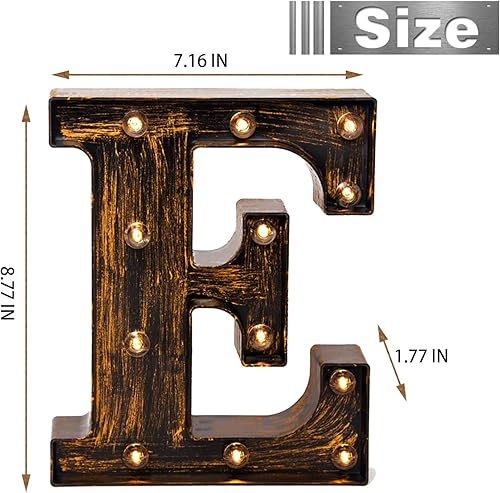 Miniatura 3 de Glintee LED Letra grande de marquesina con luces, 26 letras, estilo clásico, para luz nocturna, boda, fiesta de cumpleaños, funciona con pilas,