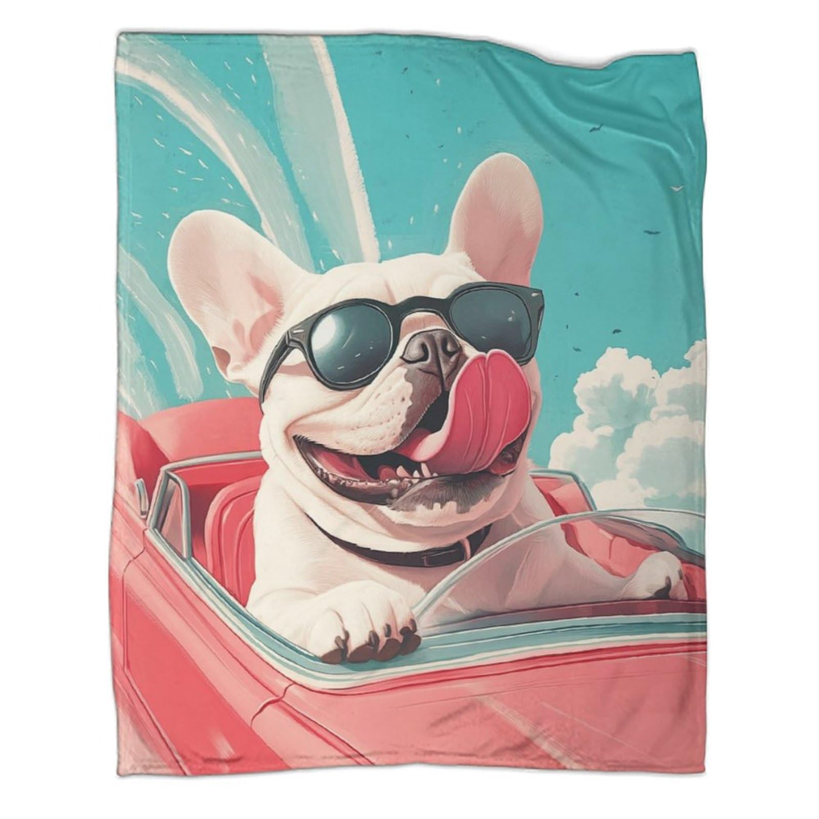 Couverture Polaire Flanelle French Bullchien 150x200cm pour Canapé