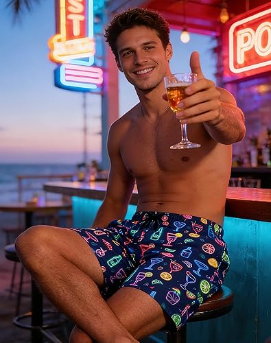 Miniatura 7 de uideazone Traje de baño para hombre con forro de compresión, pantalones cortos de natación de 7 pulgadas de entrepierna, impermeables, de secado