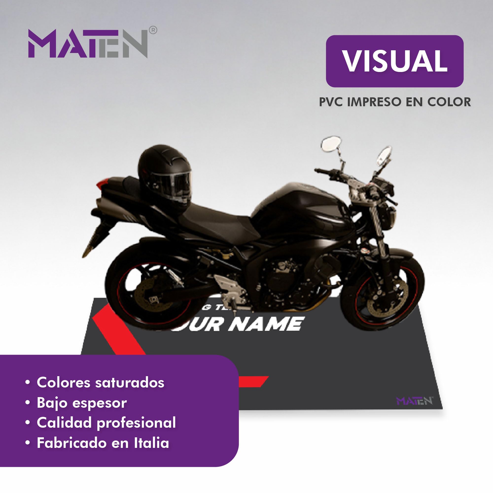 Alfombrilla de Garaje para Moto Personalizable MATEN PVC Impreso, Base de Gel Antideslizante, 3 mm, Fabricada en Italia