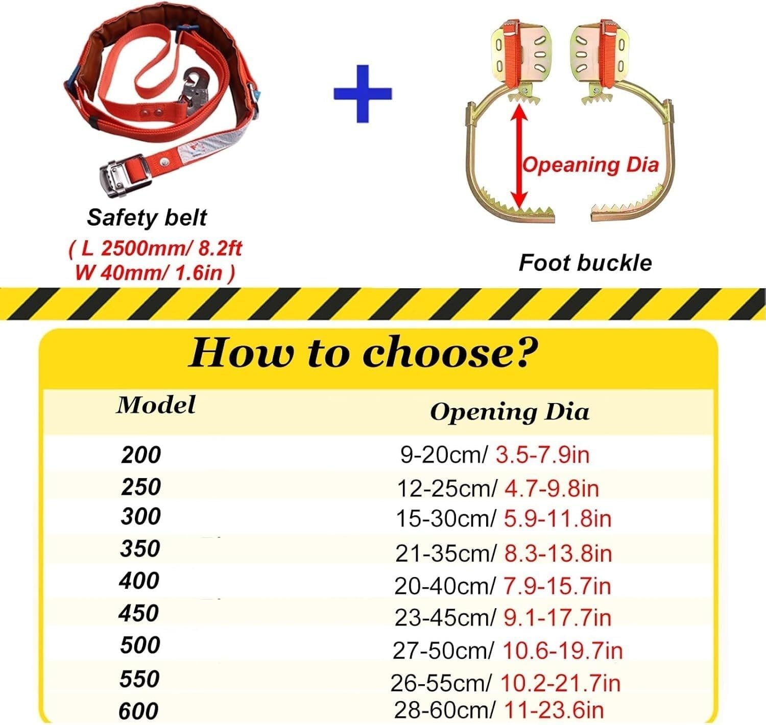 Professional Tree Climbing Gear Set - Electrician Foot Buckle with 352lbs Load Capacity(15-30cm)