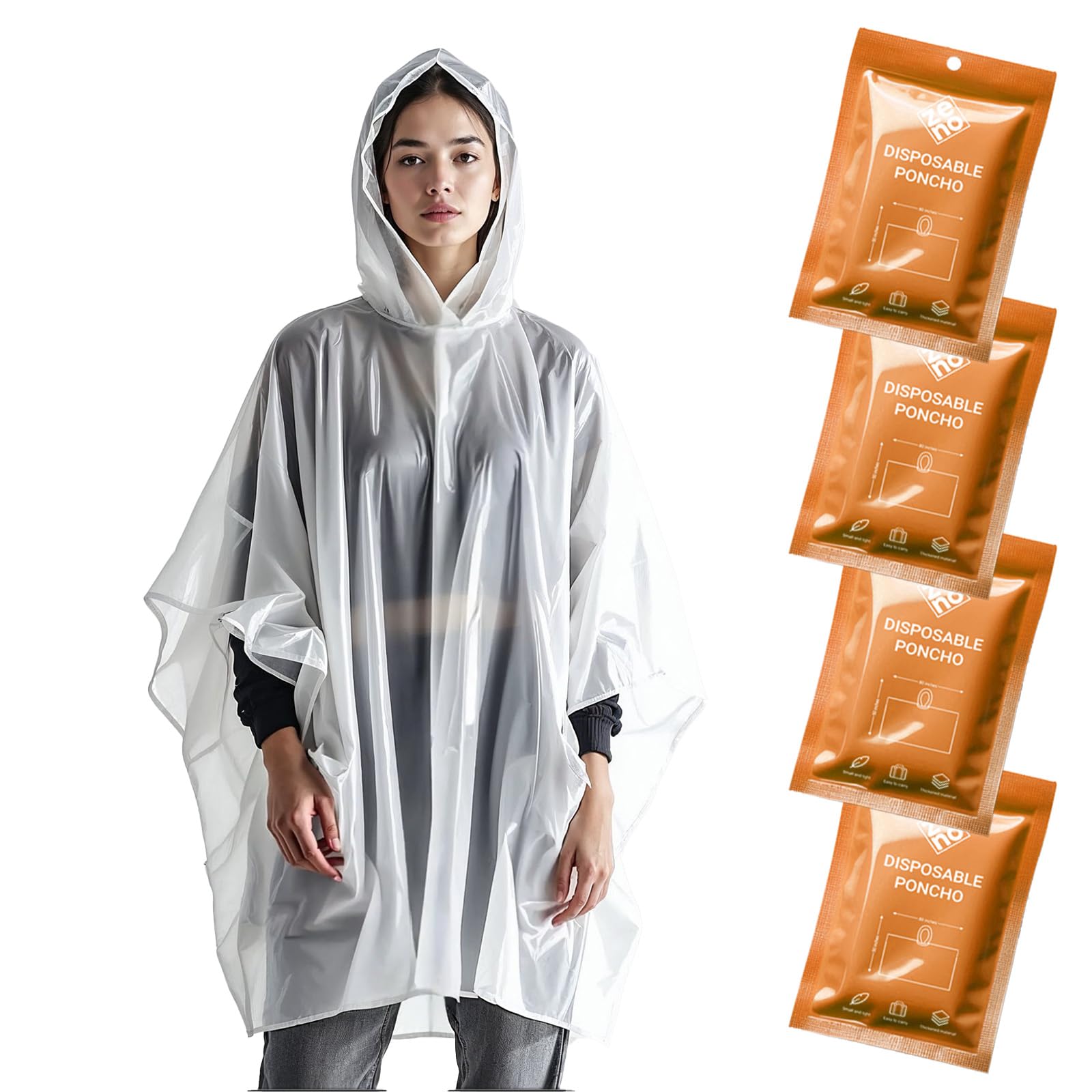 4 Ponchos De Pluie Jetables Transparents - Imperméables, Légers, Compactes, Taille Universelle, Idéal Festivals, Randonnée, Vélo
