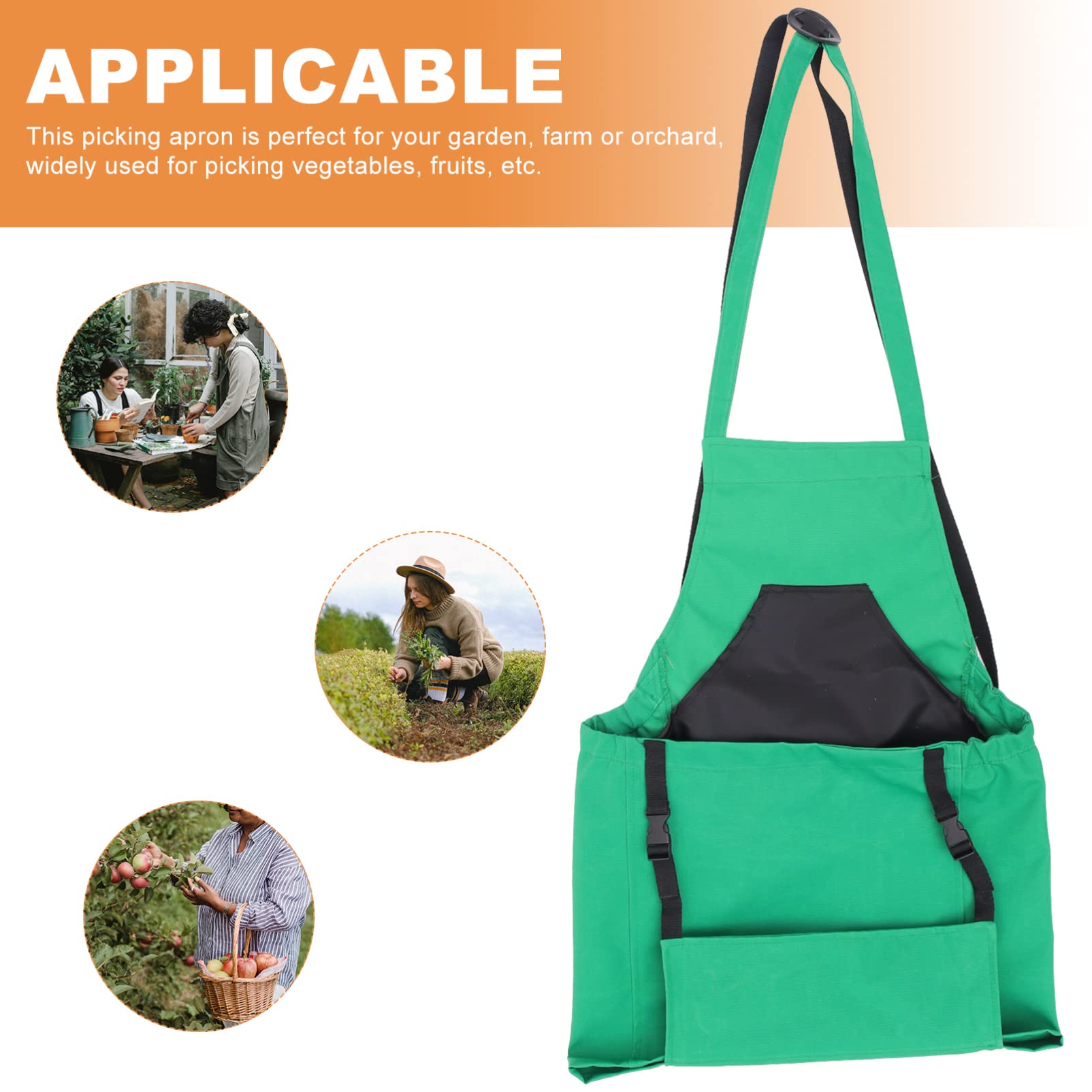 Happyyami Schürze für Gartenarbeit aus Baumwoll-canvas mit Verstellbarem Gürtel Obstpflück-schürze mit Taschen für Ernte von Obst und Gemüse Praktisch für Pflücken und Aufbewahrung