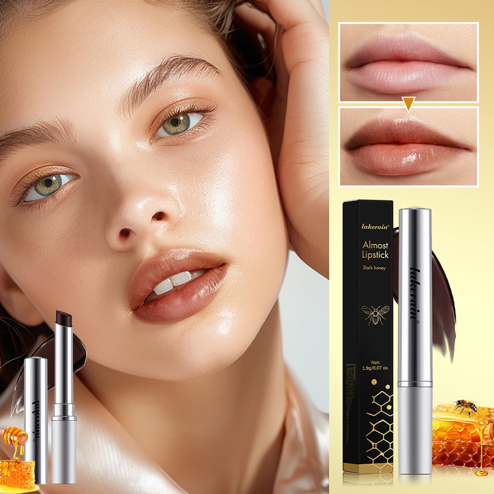 Black Dark Honey Lipstick, Almost Honey Balm Black Color Lipstick Tinted Lip Balm - Image 4