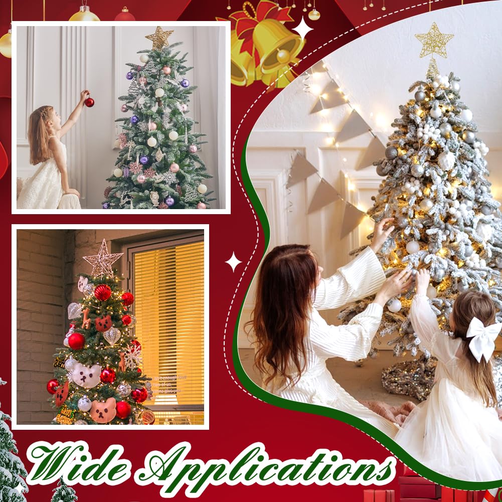 NBEADS 6 Pcs Décoration de Sapin en Métal Doré, Pailleté Étoile de Sapin de Noël Décoration d'arbre de Noël pour Décoration de Fête Intérieure