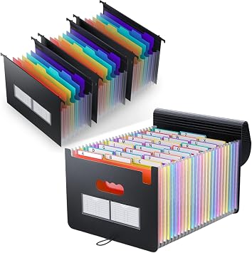 ThinkTex 26 Pockets Expanding File Folder & Expanding Hanging File Folders-3 Packs