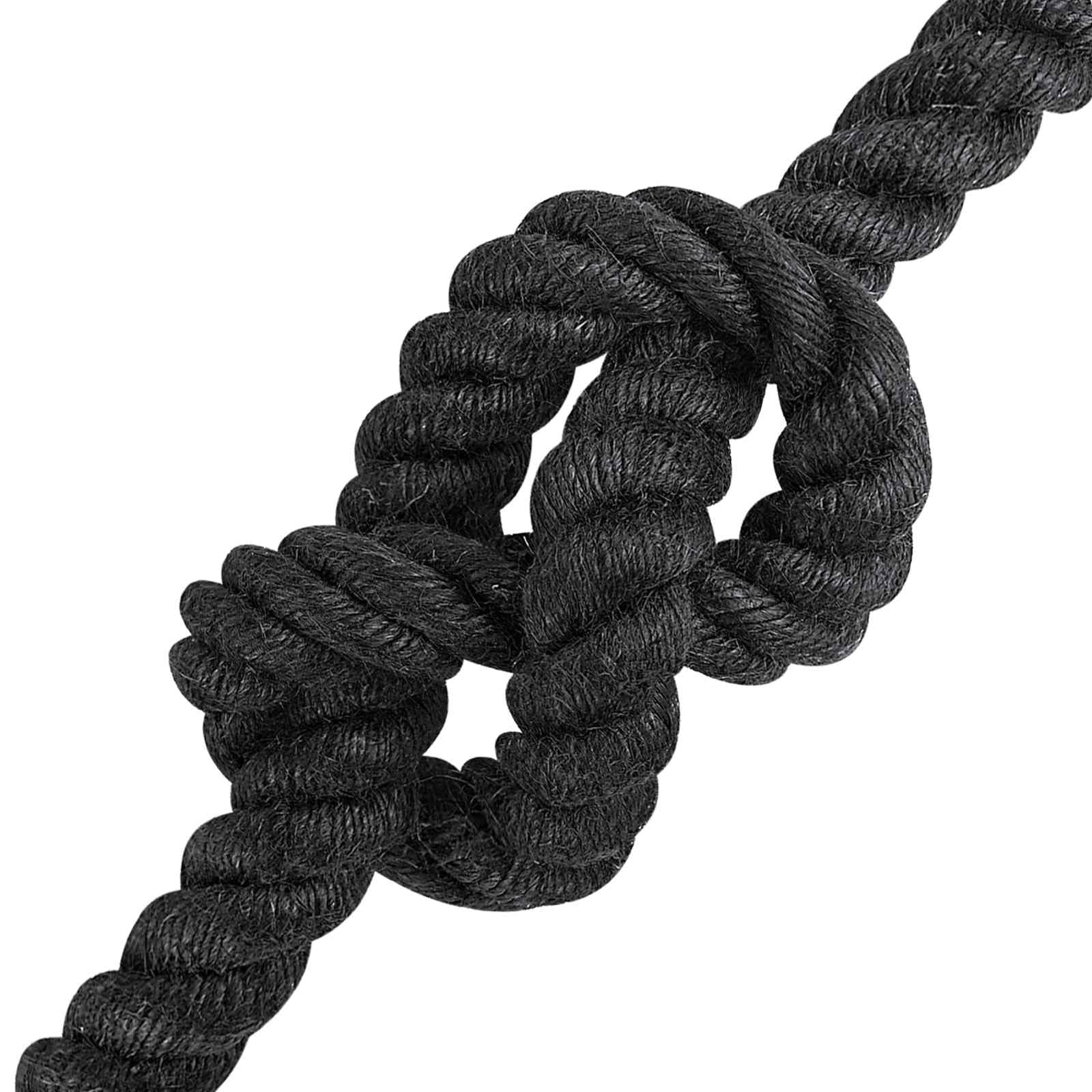 Corda di iuta nera, 16 mm, 100% Tossa, a 3 strati, in fibra naturale, per giardino, fai da te, fissaggio, nodi, trasporto, campeggio, officina, robusta corda versatile