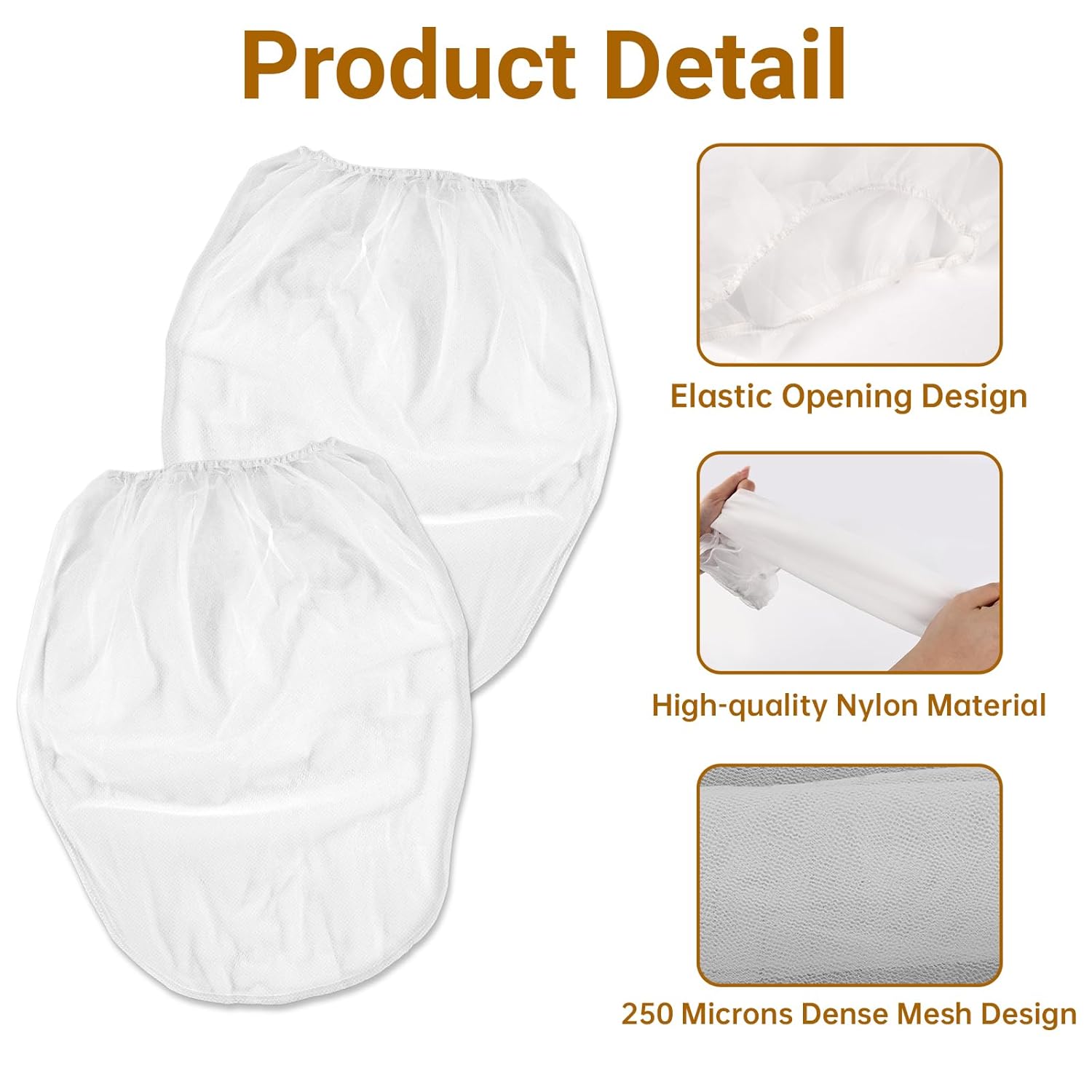 Paint Strainer Bag 5 Gallon, 50 Pcs White Fine Mesh Filters Bag, Disposable Paint Bucket Strainer with Elastic Top Opening