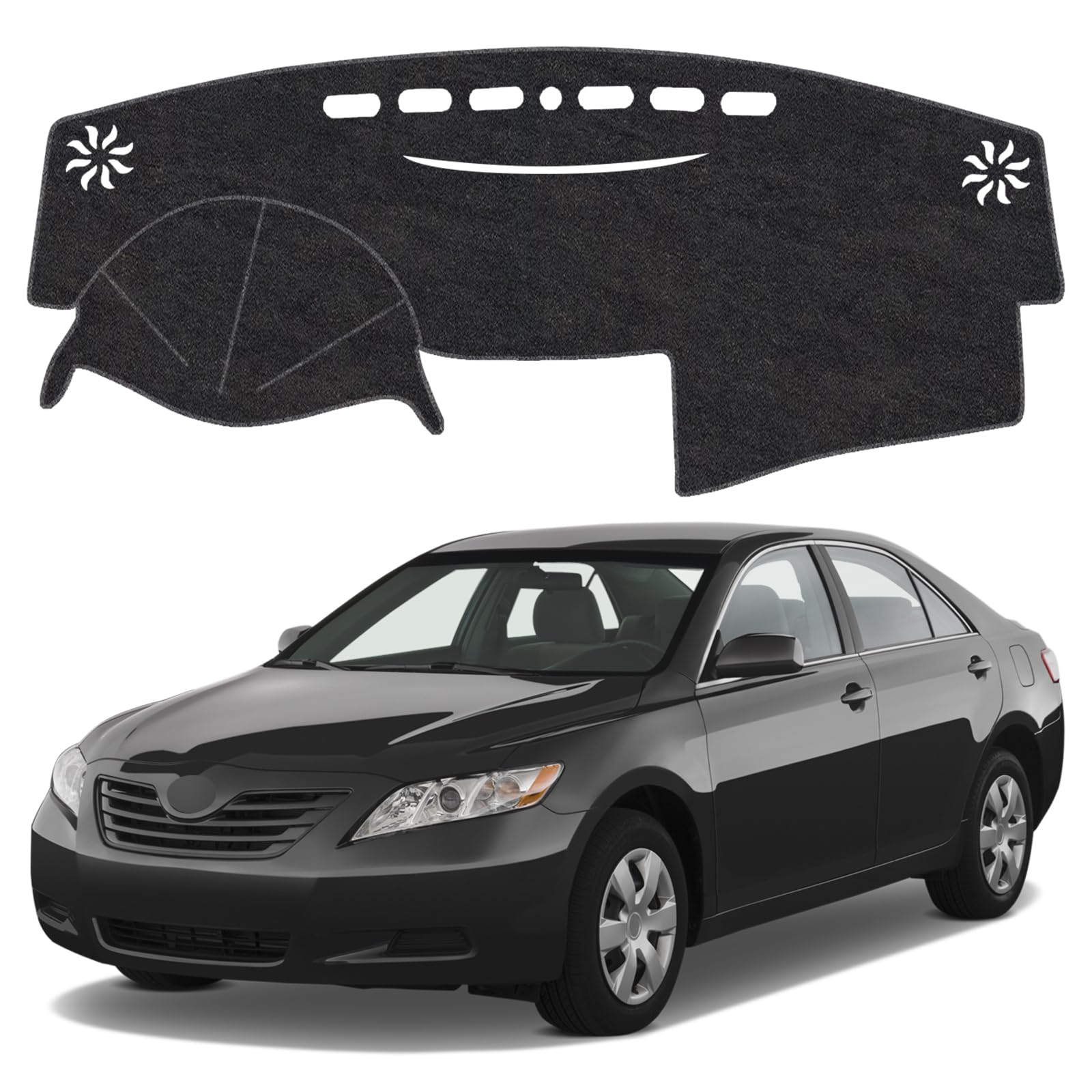 Dash Cover Mat for Toyota Camry 2007 2008 2009 2010 2011 Non-Slip Dashboard Cover Mat Sunshade UV Rays Protector Interior Accessories(Black)