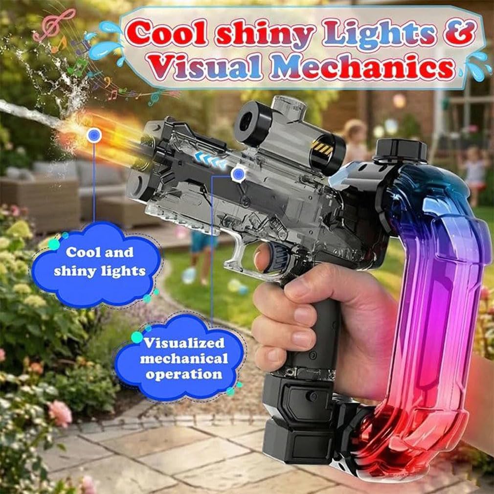 Kids Electric Water Gun with LED Lights,Elektrische Wasserpistole Kinder mit LED Licht,Stark Wasser Pistole großer Reichweite,900cc Große Kapazität,Sommer-Außen-Pool-Strand-Party Spielzeug (Schwarz)