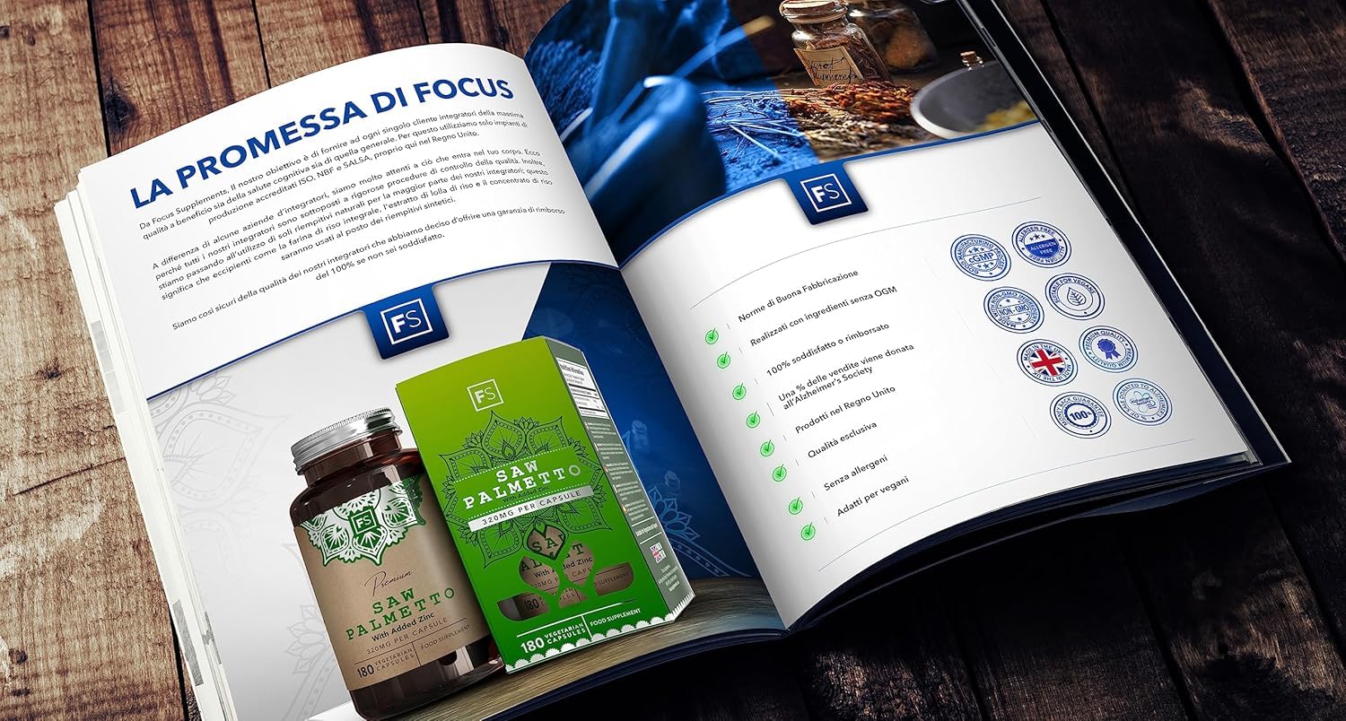 FS Saw Palmetto Prostata Integratore | 180 Serenoa Repens Capsule | Saw Palmetto Capelli 320mg con Zinco 15mg Prostate Support | Non-OGM, Senza Glutine e Allergeni | Prodotto nel RU