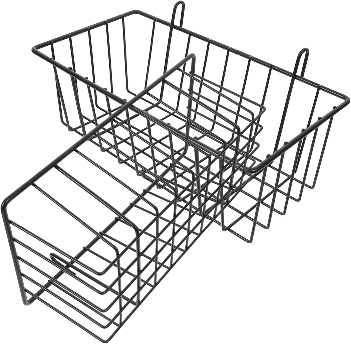 Cabilock Black Metal Hanging Baskets 2pcs for Grid Wall Organizing