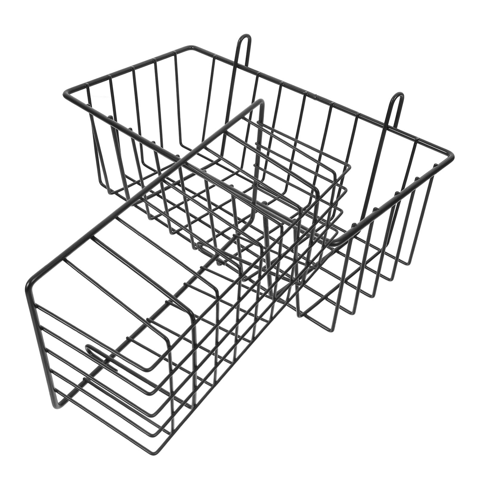Cabilock 2pcs Wall Baskets Wire Hanging Baskets for Home Organization Versatile Storage for Cabinets Shelves and Pegboards Modern Design for Any Space