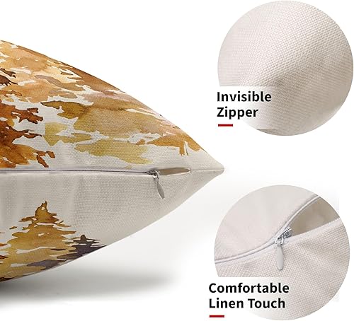 Miniatura 2 de Juego de 2 fundas de almohada lumbar de árbol otoñal naranja quemado de 12 x 20 pulgadas, fundas de almohada rectangulares con temática de otoño en