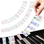 Notes pour piano Superposition 61 Bande de clavier, Azymi Étiquettes de clés pour piano 61 Clé pour le débutant, Removable Multi-couleur Grandes Lettres Guide de Piano Silicone