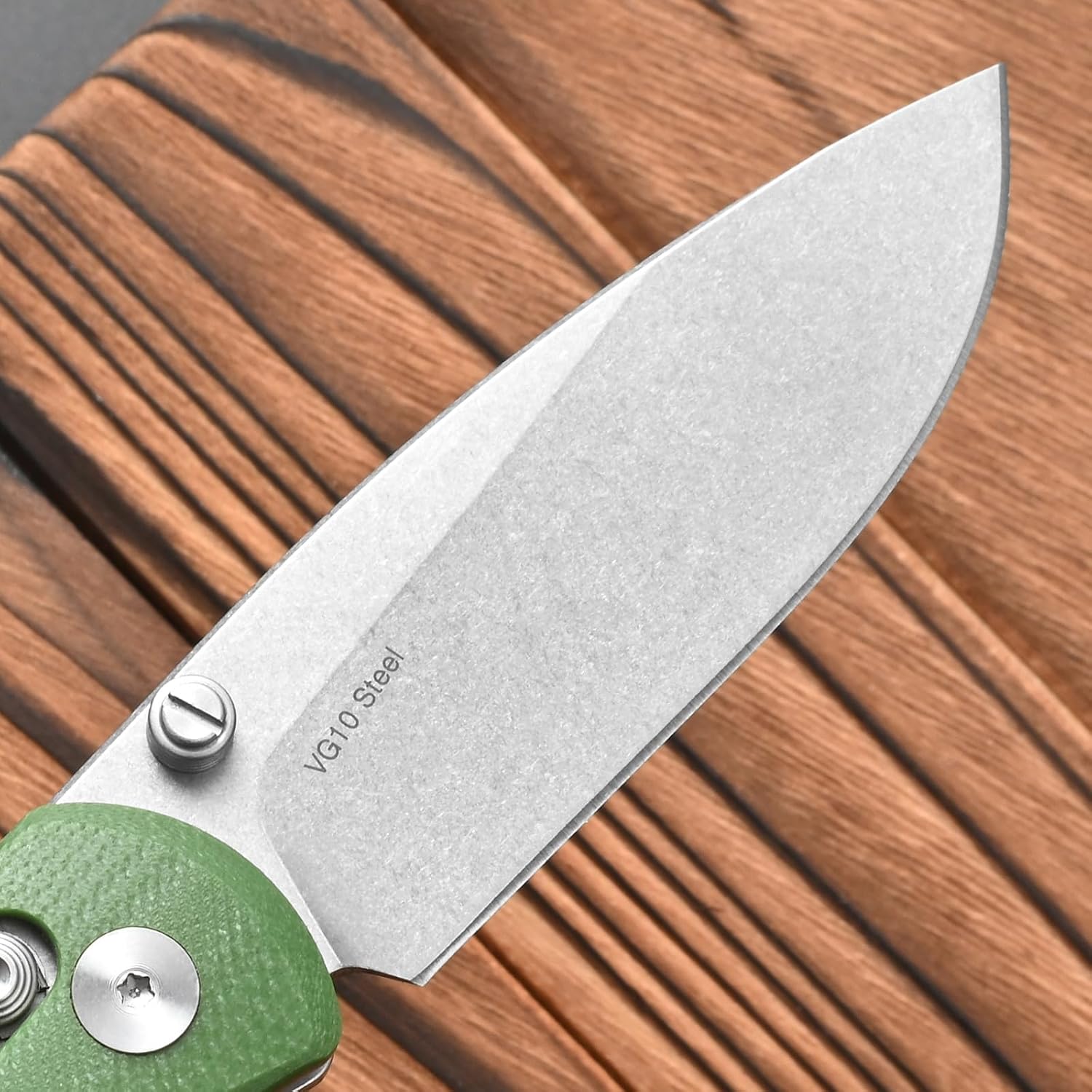 FF22 Folding Pocket Knife, VG10 Steel Blade G10 Handle Full Tang Knife for Outdoor Camping Hunting Hiking Survival (Green)