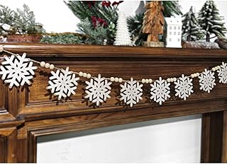 Garland Christmas Decorations Indoor Outdoor: 6.5ft Farmhouse Winter Sno...