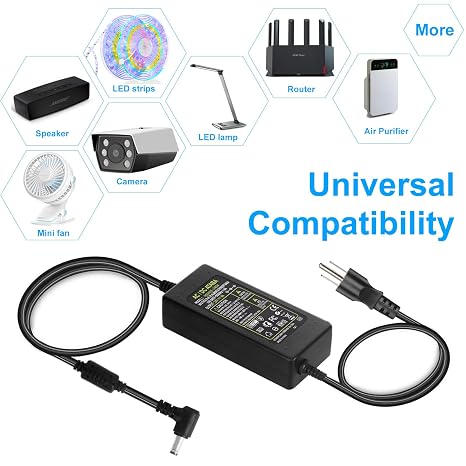 24V 4A Power Supply Adapter, AC 100-240V to DC 24 Volt 4 Amp 96W Suit 3A 2A 1A Device Transformer AC/DC Power Adapter Converter with 5.5x2.5mm Plug for LED Strip Light CCTV Camera LCD Monitor