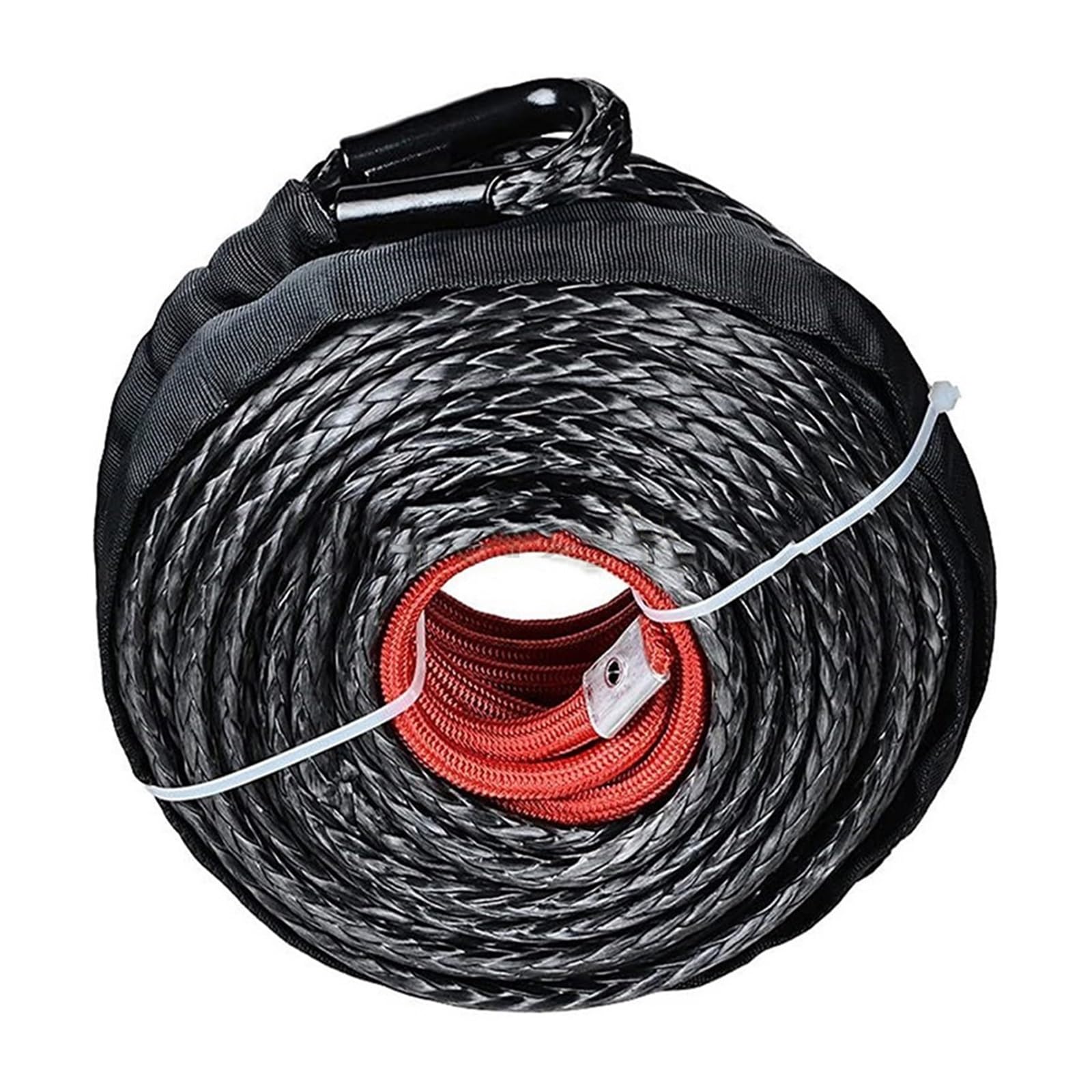 Lina wyciągarki, Lina linowa wciągarki Kabel z osłoną 9,5 mm Syntetyczna lina holownicza 29 m Sznurek konserwacyjny myjni samochodowej do ATV UTV Off-Road(9.5mm x 23M)