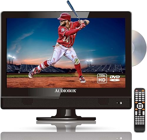 Audiobox TV de pantalla panorámica de 32 pulgadas reproductor de DVD integrado con HDMI y USB con adaptador de cable de coche y reducción de ruido