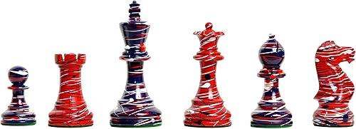 La Casa De StauntonLa Americana SeriesJuego de ajedrez Piezas sóloRojo, Blanco, Azul4.0" King