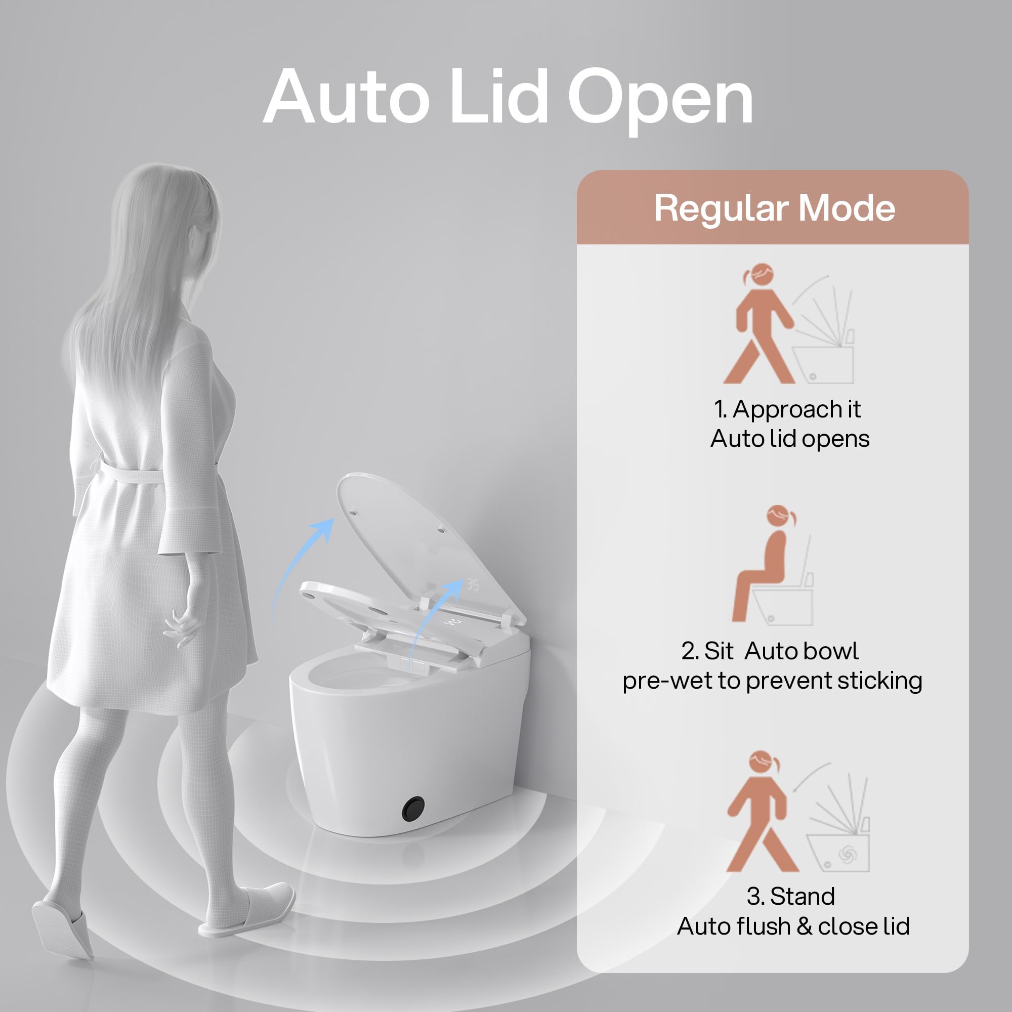 Inodoro inteligente de una sola pieza con asiento térmico, tapa de apertura automática, secador de aire caliente y control remoto, boquilla de esterilización UV, descarga automática, tanque