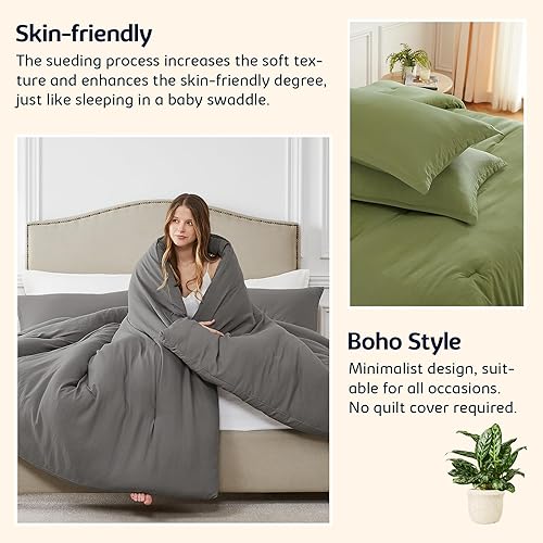 Miniatura 7 de Quataly Juego de edredón tamaño Queen, 3 piezas, suave, ligero, transpirable, para todas las estaciones, tamaño Queen (edredón de 90 x 90 pulgadas y