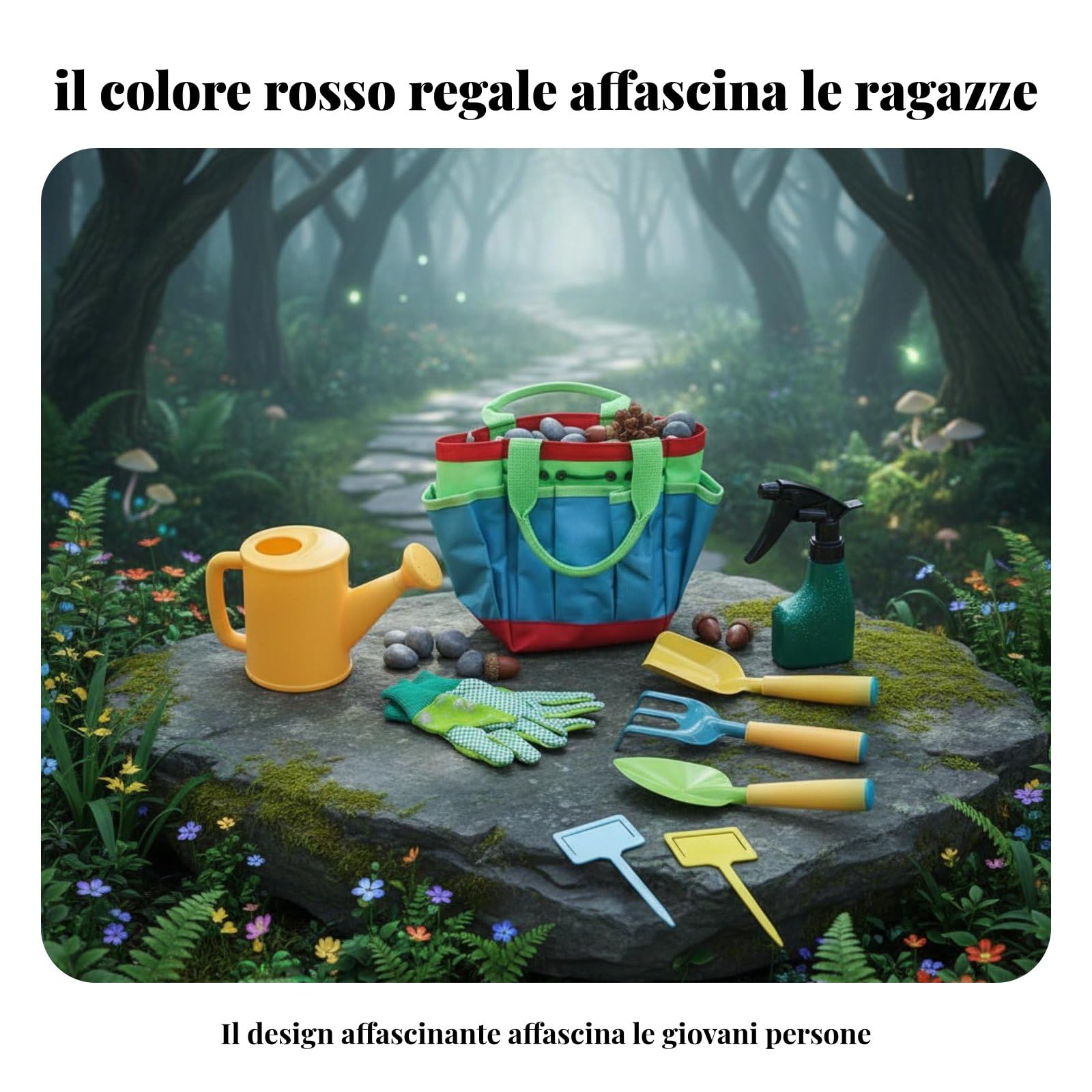 Set Giardinaggio Bambini Attrezzi Paletta Rastrello Trapiantatore Guanti con Borsa Ordine E Trasporto Metallo Robusto Gioco Allaperto Adatto per Orto, Caterpillar 10 Pezzi