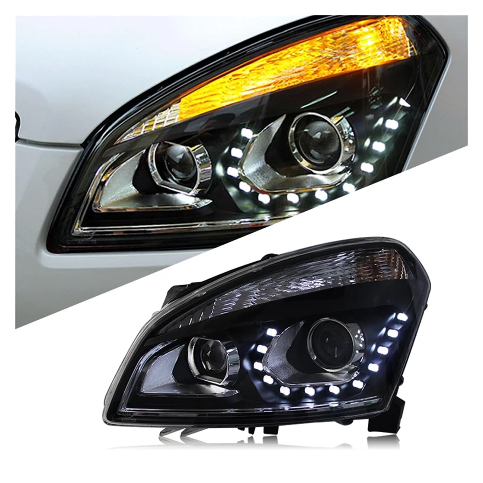 Faro Anteriore per Nissan Qashqai 2008-2015, fari modificati con Doppia Lente DRL, luci diurne ad Angolo, fari Anteriori, assemblaggio Auto.
