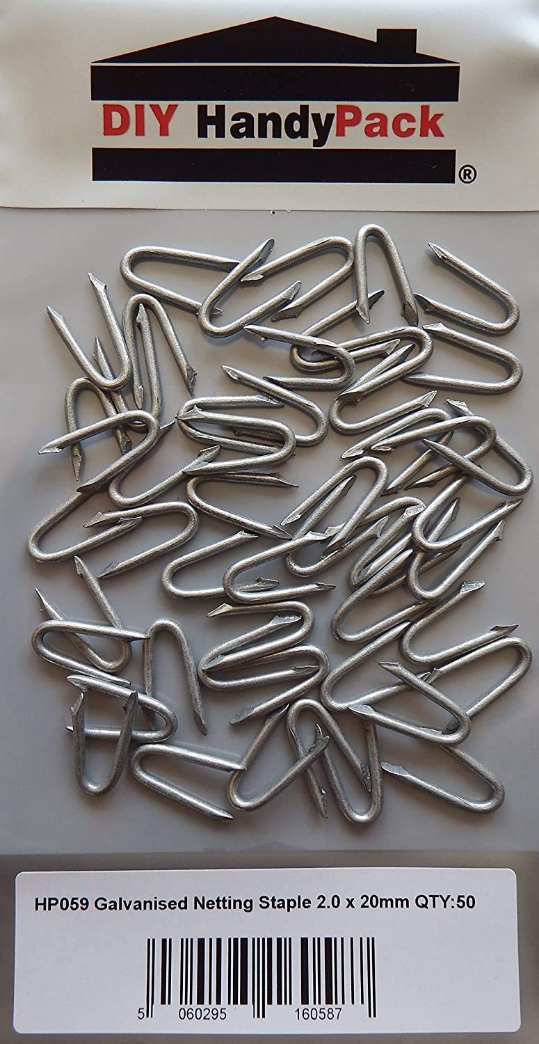 DIY HandyPack Galvanised Netting Staples 2.0 X 20Mm (Pack 50)