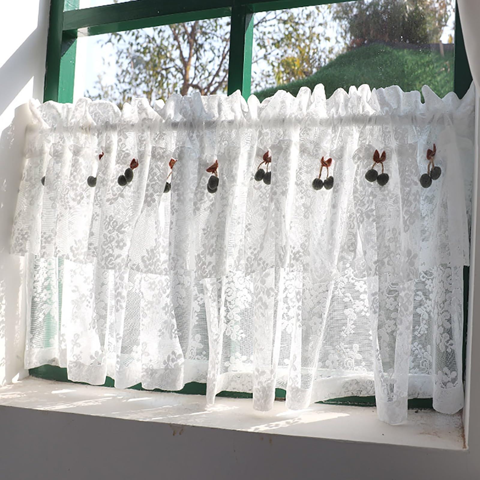 Bistrogardine Küche Gardinen Küche Scheibengardinen Modern Halbtransparente Moderne Scheibengardine Kurzstore Gardinen Für Küche Cafe Zimmer Fensterdeko ( Color : Flat w*h-white , Size : 300*60cm )