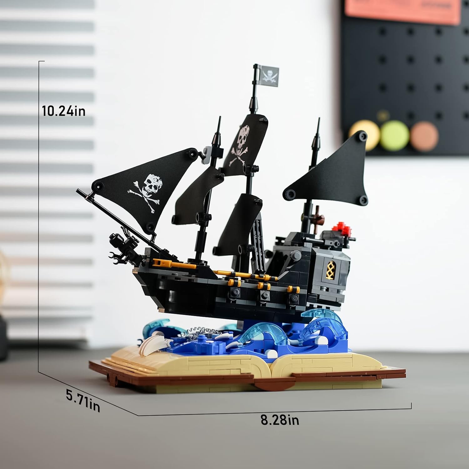 ENJBRICK Ideas Pirate Ship Building Toy Set for Adults,Black Hawk Pirates Ship Building Blocks