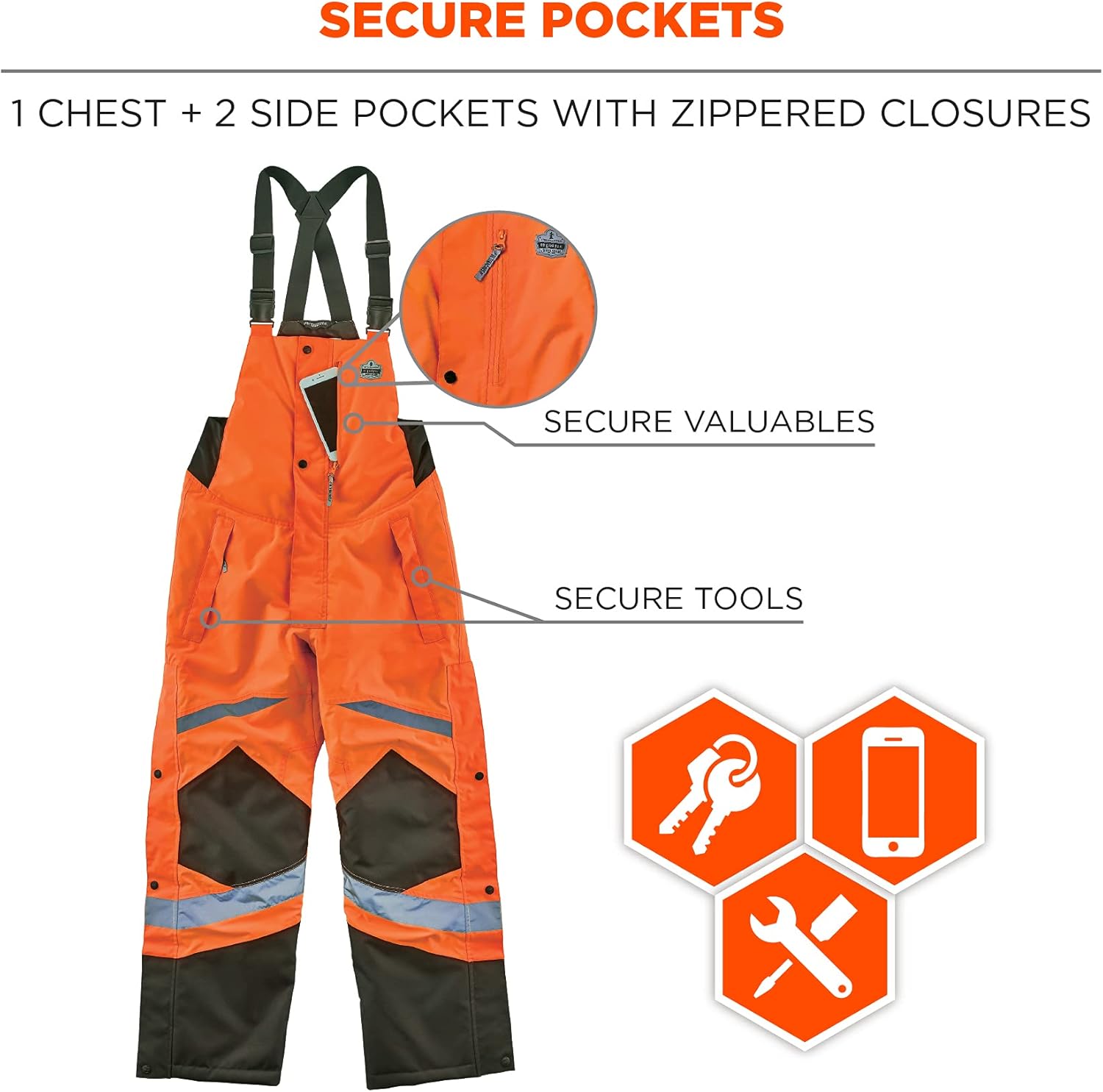 Ergodyne GloWear 8928 Insulated Thermal Bib Overalls, High Visibility, Weather-Resistant - - 