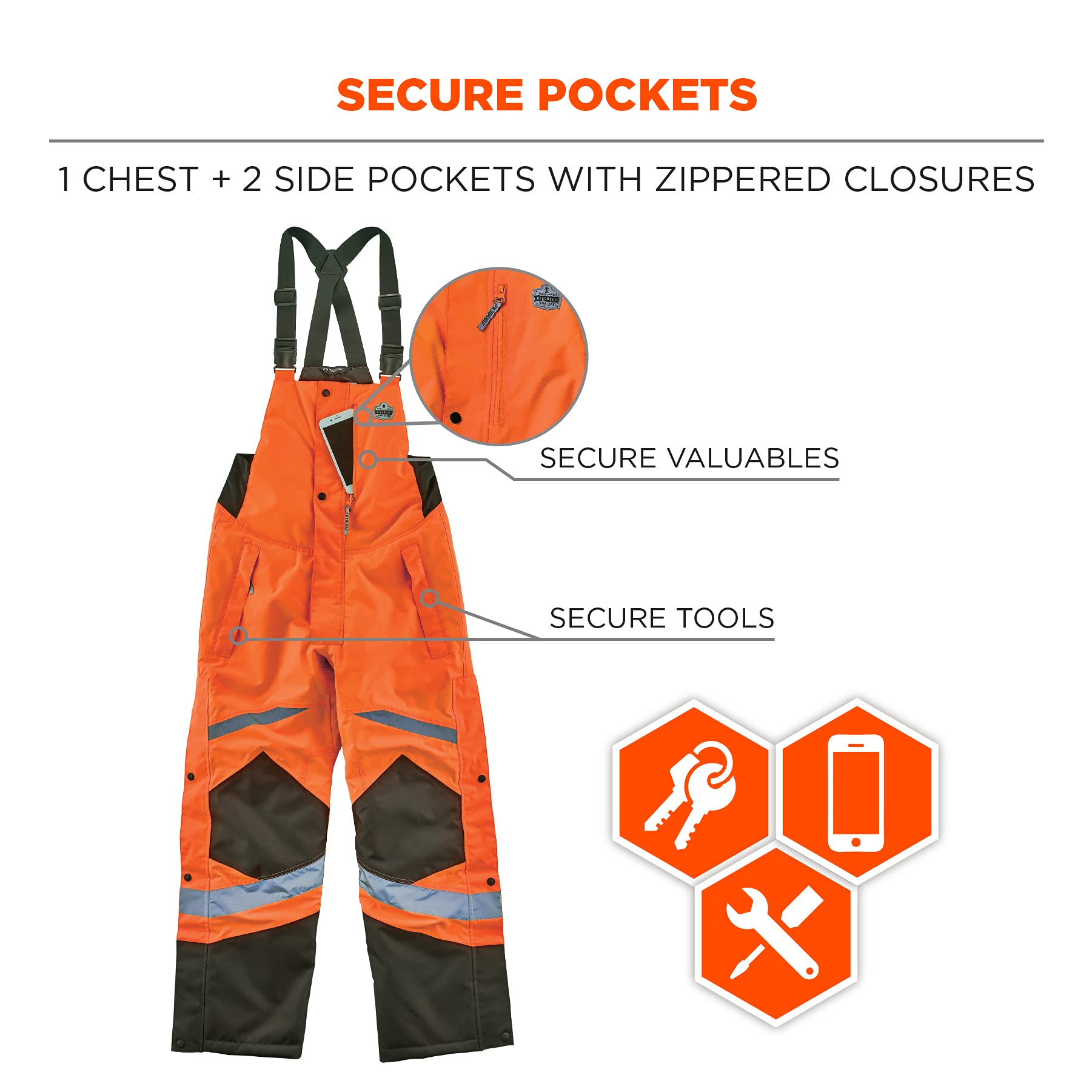 Ergodyne GloWear 8928 Insulated Thermal Bib Overalls, High Visibility, Weather-Resistant