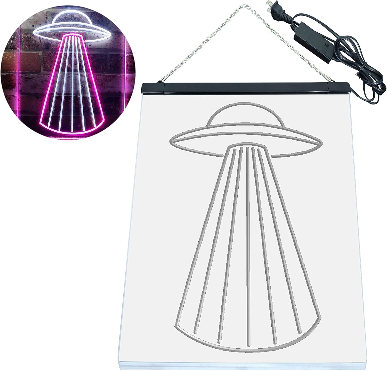 ADVPRO UFO Space Ship Star Shuttle Man Cave Dual Color LED Neon Sign White & Purple 8.5" x 12" st6s23-i3134-wp