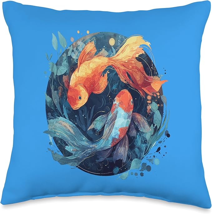 Modern Pisces Swirl Dreamy Zodiac Stars Flowing Water Art Throw Pillow
