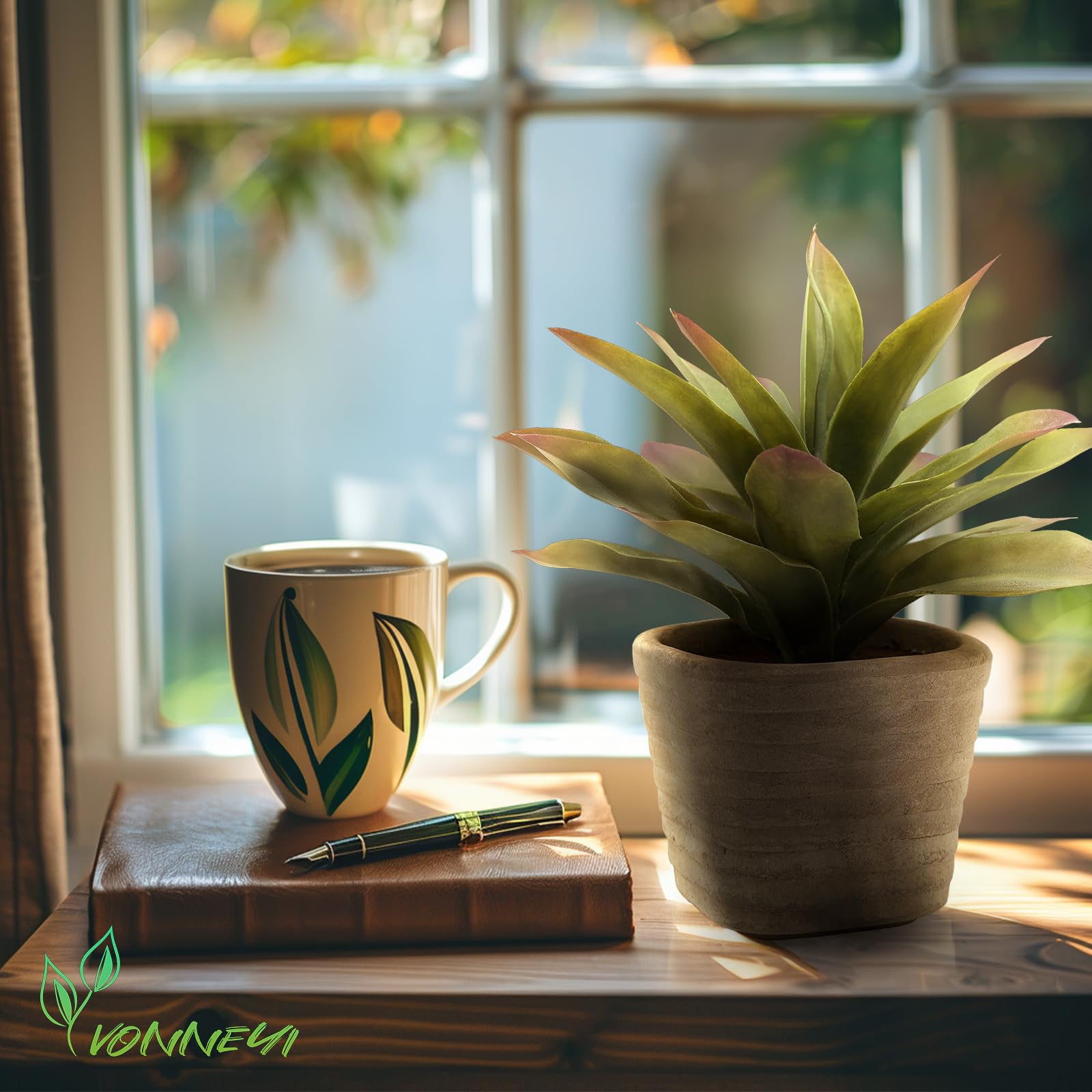 YVONNEYI 3 piante artificiali, decorazione per piante artificiali, finte di eucalipto, piante di aloe, per fattoria, ufficio, cucina, bagno, stanza, decorazione greenery con vasetto