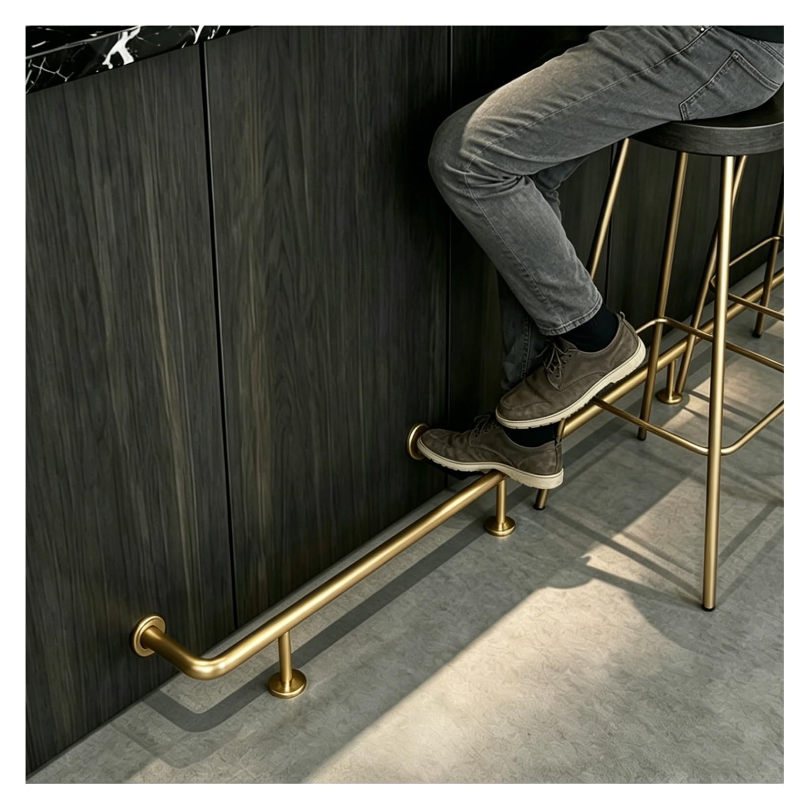 ZJKXJH Bar Foot Rail 2-20 ft length, Stainless Steel Foot Support Bar for Indoor and Outdoor, Floor Mount Foot Rest Rod for Kitchen/Restaurant/Office(Gold,0.70m/2.3ft)