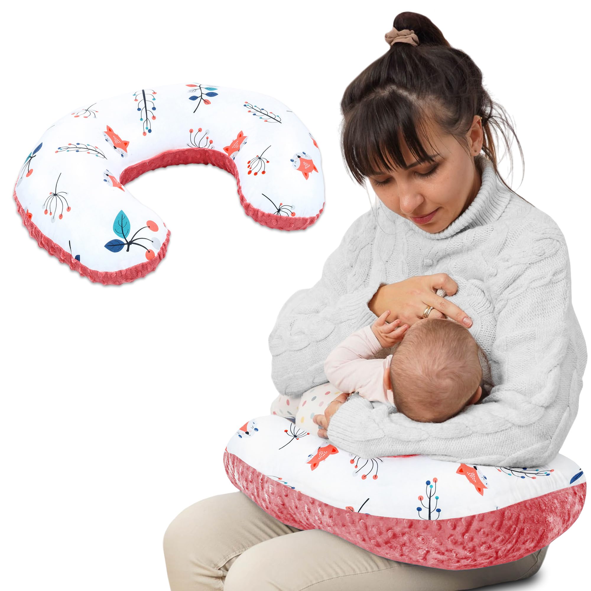 Totsy Baby Piccolo cuscino per allattamento 130 cm - Cuscino per allattamento compatto piccolo cuscino per allattamento Nursing Breastfeeding Pillow per viaggiare Sonno Volpe in terracotta