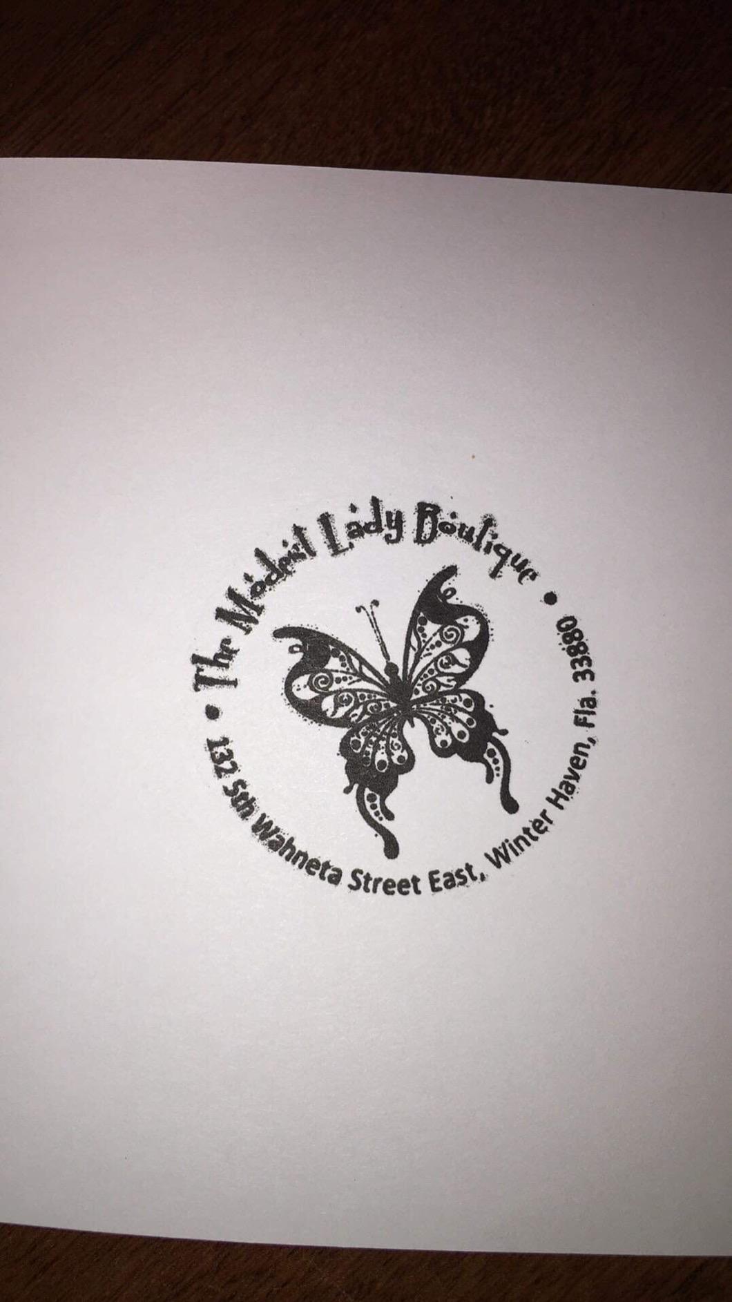 Butterfly Return Address Stamp - Self Inking Circular Stamper 1.65 Inch Diameter