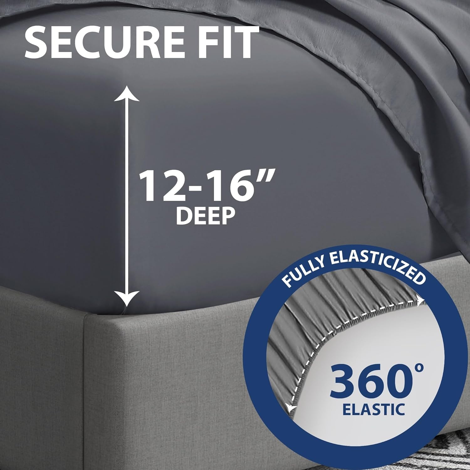 Home Collection Micro Caress Luxurious Sheet Set, 90GSM 4 -Piece Queen Size with 2 Additional Pillowcase, Gray Color