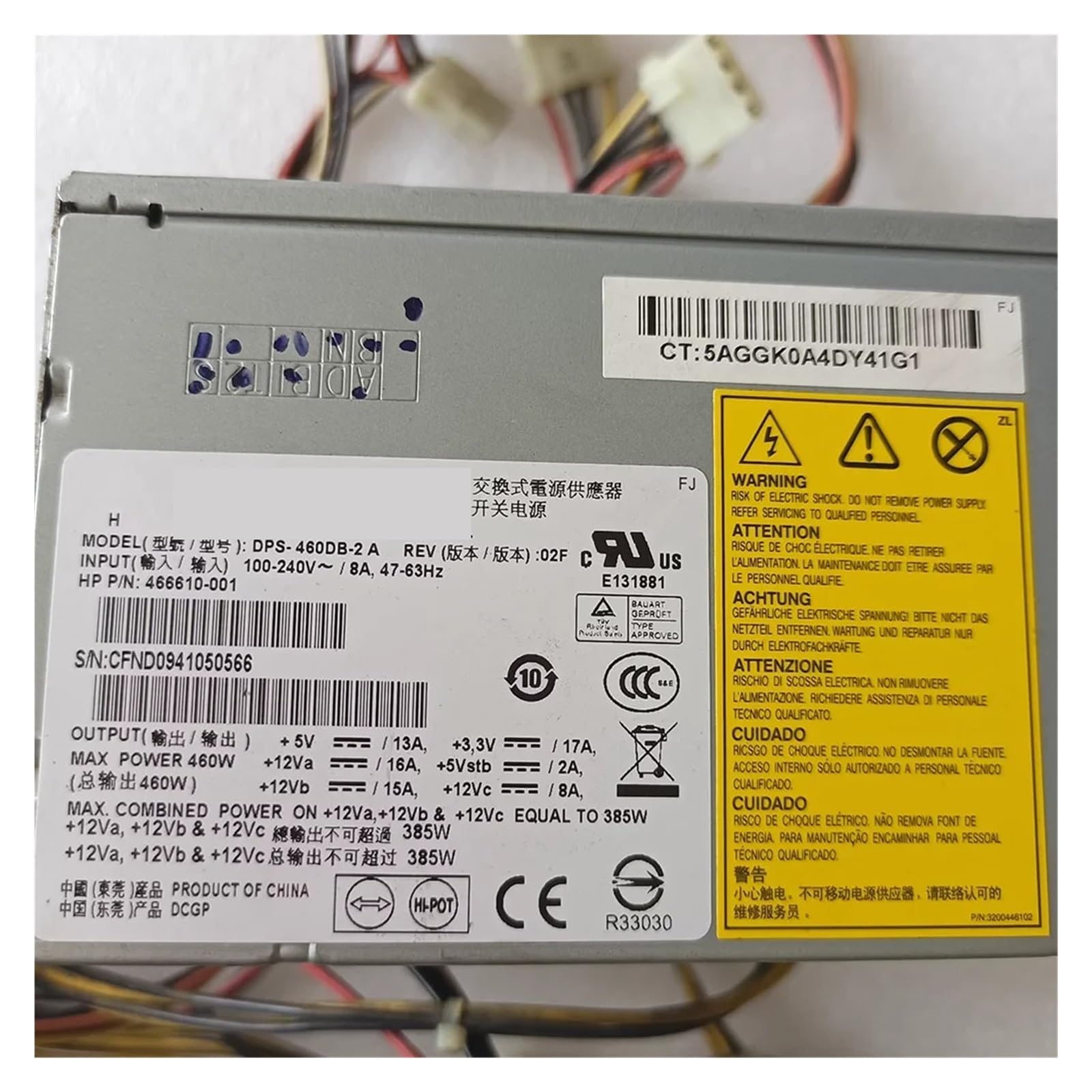 Fuente de alimentación del Servidor ML350e Gen8 DPS-460DB-6A 648176-001 685041-001 460W