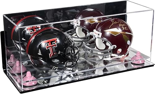 Miniatura 43 de Better Display Cases Acrílico 2 Mini casco de fútbol (no tamaño completo) vitrina con base de césped transparente (V46/A019)