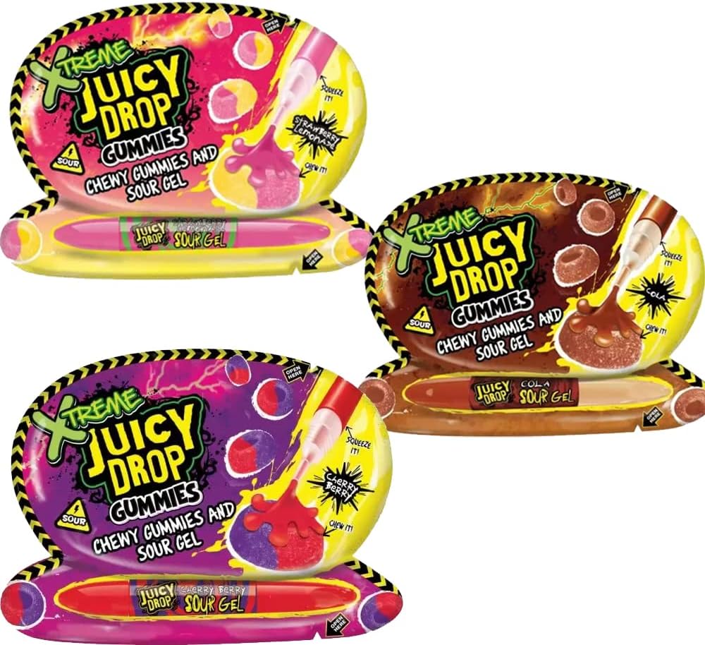 VIMIX Bazooka Xtreme Juicy Drop Gummies 67g (03 Packs), Black,Random, 1.0 count