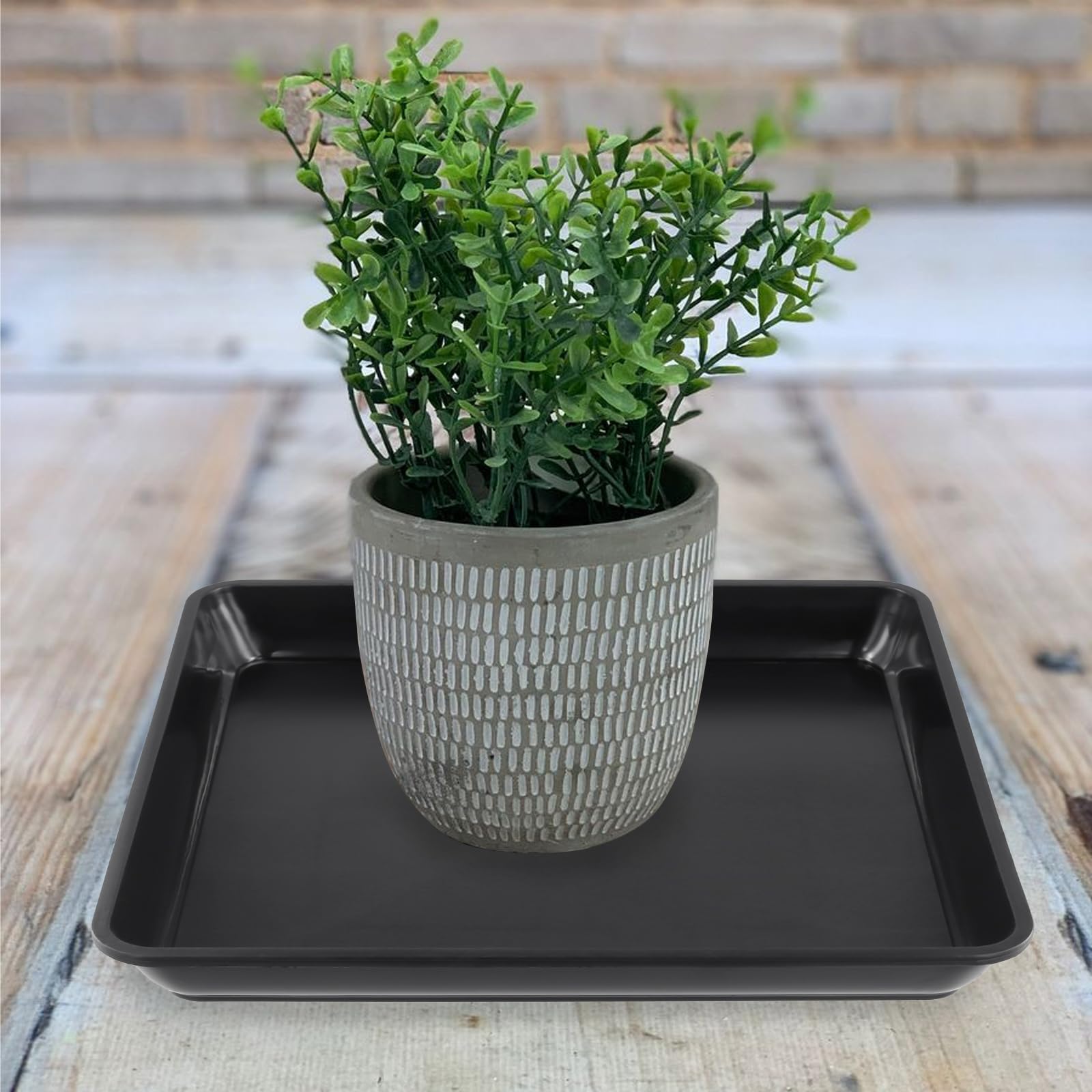 12 Posavasos rectangulares para macetas, 29 x 29 cm, para Plantas Negras, Posavasos rectangulares, de plástico, para Interior y Exterior