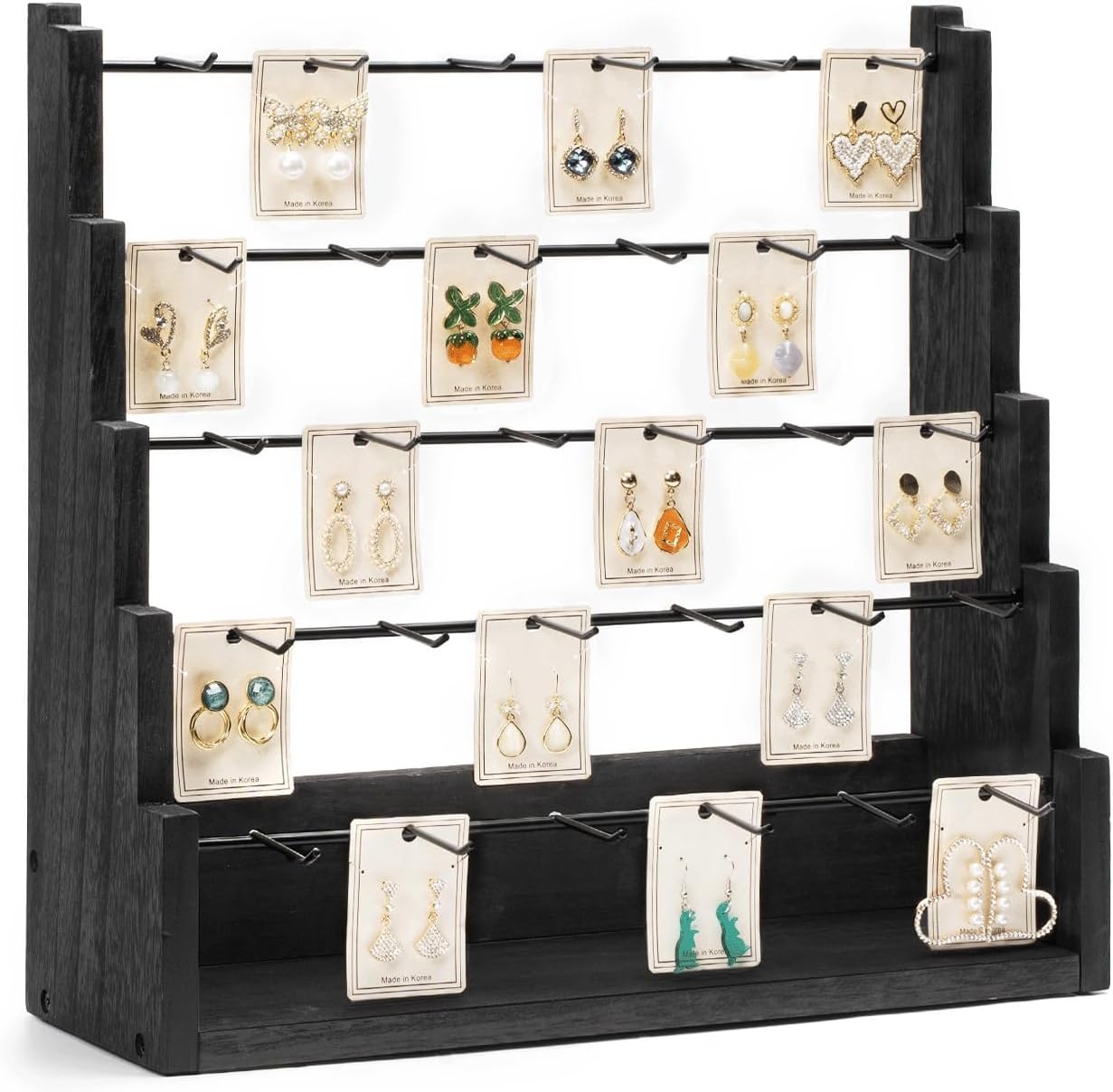 Poyilooo Jewelry Display for Vendors, 30 Hooks Solid Wood Earring